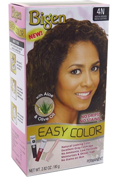 BİGEN Easy Color Permanent Hair Dye with Aloe & Olive Oil, Mocha Brown, 2.82 OZ