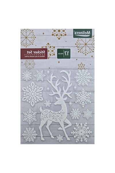 SOHO Sheet of 17 decorative 2D stickers with snowflakes and reindeer, White