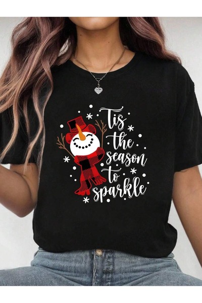 OVER HEAD Snowman Merry Christmas Oversized , Crew Neck, Short Sleeve T-Shirt