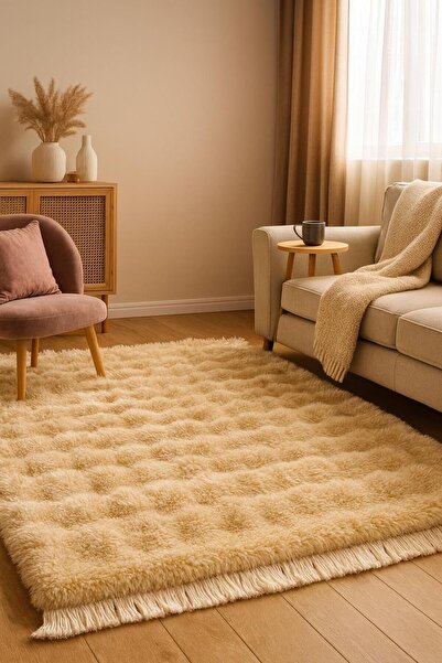Lenjeria Familiei Tale Fluffy Carpet 150x220 cm – Dark Brown, Soft and Elegant for Living Room or Bedroom