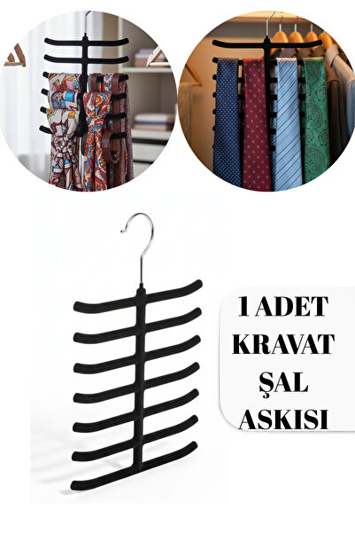 BRE HOME Kaymaz Kravat ve Şal Askısı – 11 Gözlü Kadife Dolap Düzenleyici