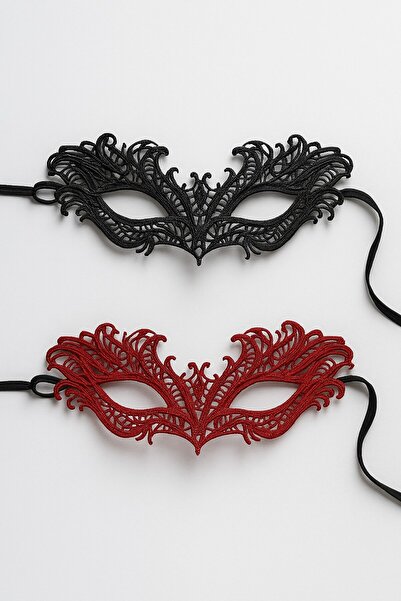 TOYFEST Double Sided Black Red Lace Mask Special Design Party Accessory Model - 8