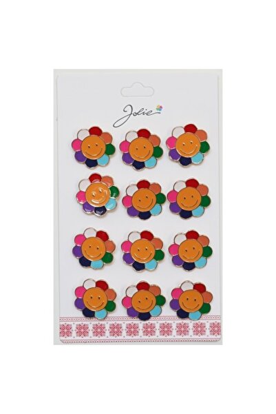 Danex Set de 12 broșe Mărțișor pentru copii - Floare zâmbitoare colorată