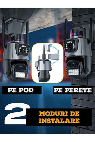 Jortan WIFI Pro Dual Surveillance Camera, 6MP, Outdoor/Indoor, Ultra HD, Zoom, 360 Rotation