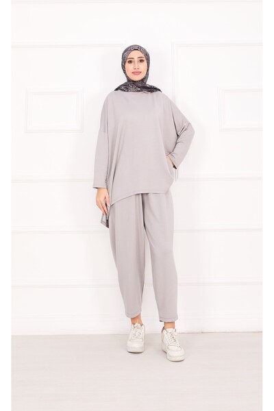 Esre Store 21055 - Relaxed Fit Shalwar Trouser Suit Gray