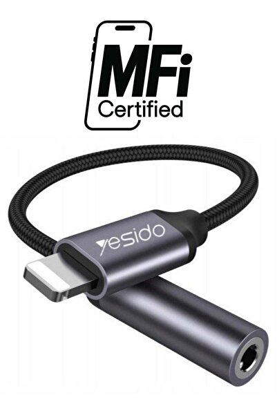 Yesido كابل صوت AUX 3.5 مم Lightning إلى محول سماعة الرأس 3.5 مم أسود