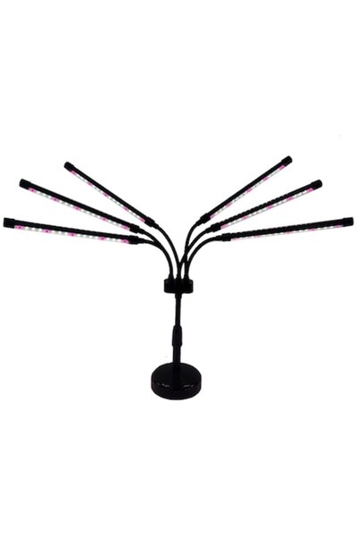 Danex Plant Grow UV Lamp, 30W, 6 Heads, 108 LEDs, Adjustable to 68.5 cm, White/Purple Light