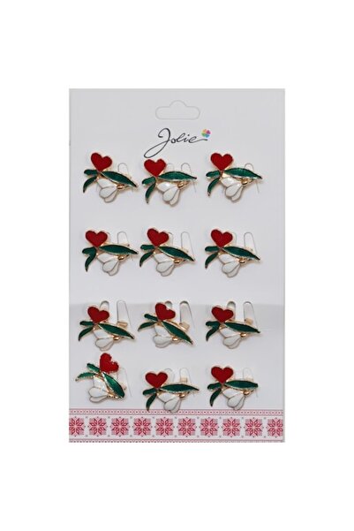 Danex Set of 12 Martisor Brooches - Spring Snowdrop with Heart