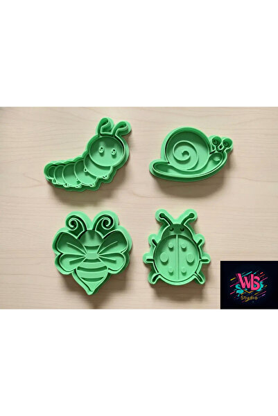 WLS studio 4-Piece Cute Insects Cookie Mold and Sugar Dough Shaping Set