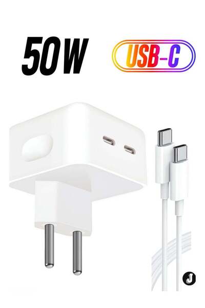 JAJEEK شاحن PD 50W ثنائي USB-C جديد مع كابل Type-C بطول 2 متر لجهاز iPhone 16...
