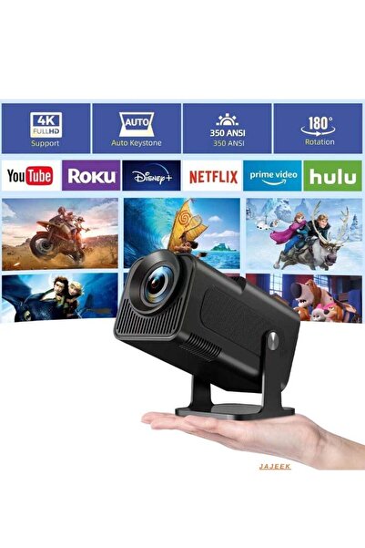 JAJEEK جهاز عرض ذكي صغير بدقة 4K أصلية 1080 بكسل - Android TV 11.0، واي فاي و...