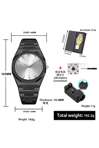 shiyunmei Luxurious black alloy case and strap suitable for daily and formal occasions