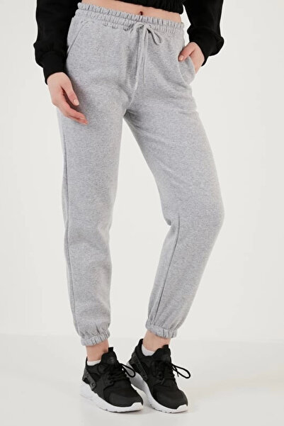 karadağsb 3 Thread Ribbed Leg Elasticated Sweatpants Gray Is001