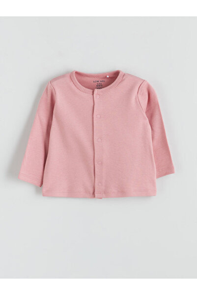 LC Waikiki Pink Crew Neck Basic Baby Girl Cardigan