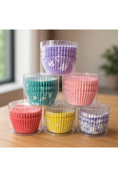 homvira 🧁 100 Pieces Colorful Cupcake & Muffin Paper - Oil Resistant - Mixed...