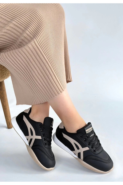 ShipyShop Αθλητικά παπούτσια με λεπτομέρεια με κορδόνια Zlay Black Skin Beige