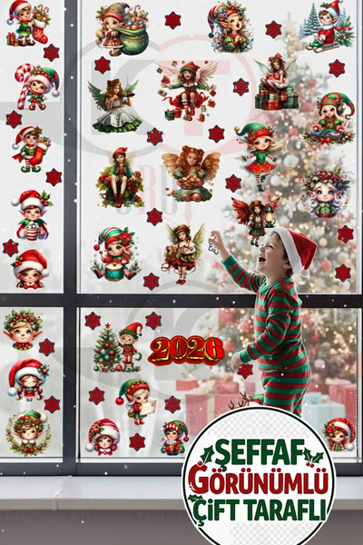 Kt Grup Şeffaf Çift Taraflı Noel Perileri ve Melekler Sticker Seti - Yeniyıl ...