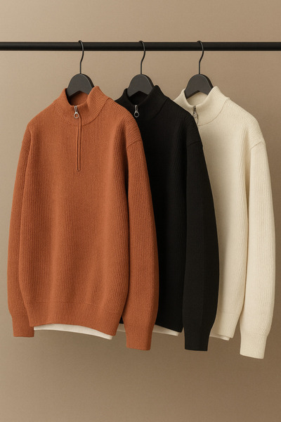 pepule مجموعة مكونة من 3 قطع من سترة سيلانيك الشتوية الرجالية ذات سحاب نصفي