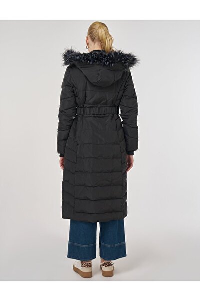 Kayra Faux Fur Goose down Filled Coat Black