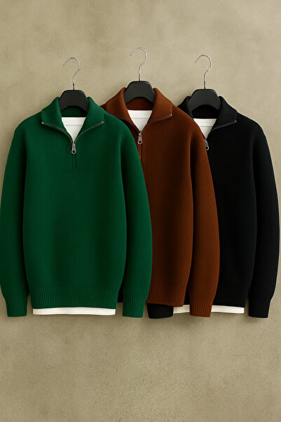 pepule مجموعة مكونة من 3 قطع من سترة سيلانيك الشتوية الرجالية ذات سحاب نصفي