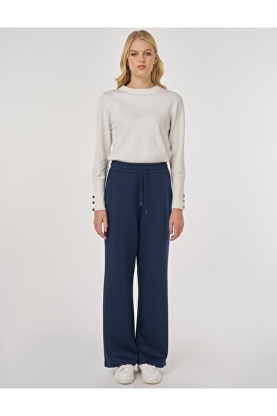 Kayra Lace-Up Relaxed Fit Trousers Navy Blue