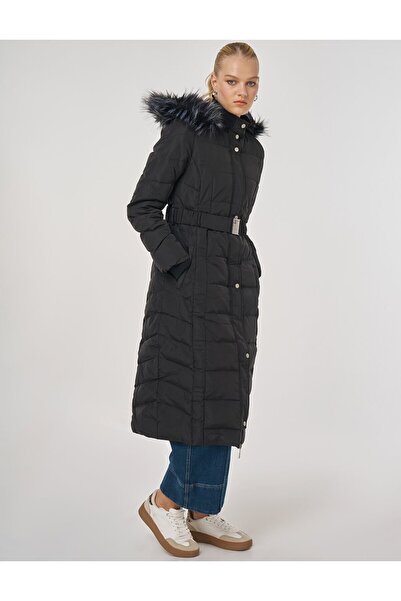 Kayra Faux Fur Goose down Filled Coat Black
