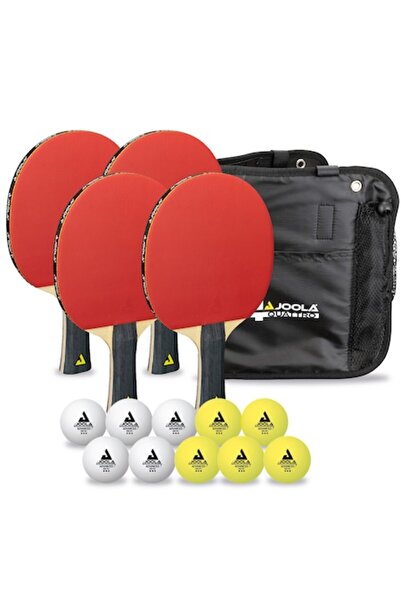 Joola Set de palete de tenis de masă Quattro (4 palete, 10 mingi) - Multicolor