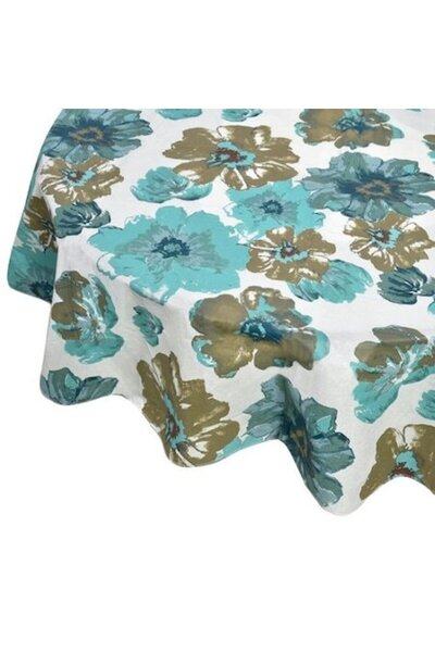 OEM Round PEVA Tablecloth, Floral, Multicolor, 180 cm