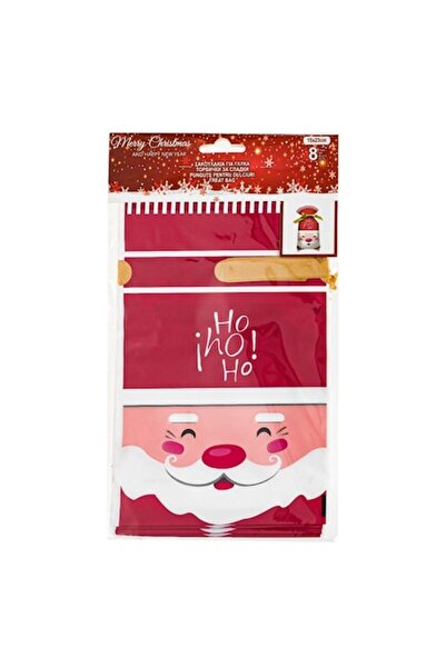 OEM Pungi de plastic pentru dulciuri, imprimeu Moș Crăciun, panglică aurie, 1...