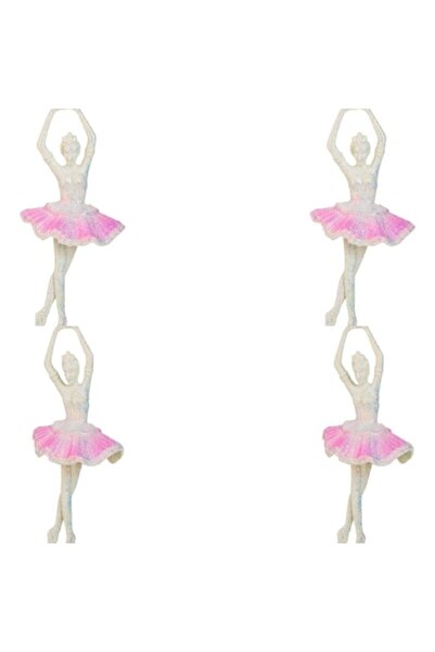 AVA Set de 4 ornamente de Crăciun, balerină, plastic, roz iridescent, 17 cm