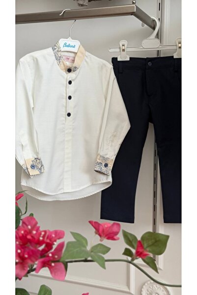 La reina petite Larina Petite boys' suit, shirt and trousers in navy blue