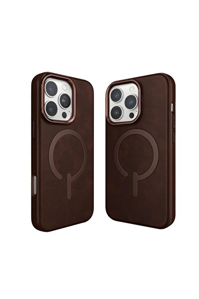 Aztech Premium Leather Case For iPhone (Dark Brown, iPhone 16 Pro Max)