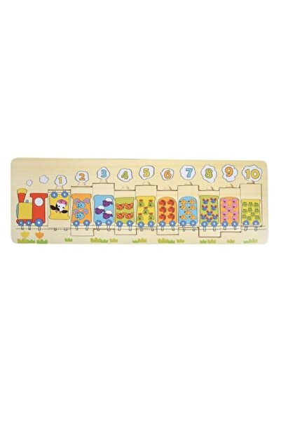 AVA Wooden Train Puzzle with Numbers, 10 Pieces, 45 x 14.5 cm