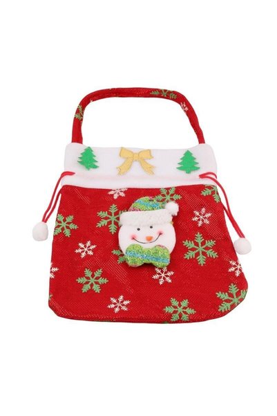 Other Kid's Colorful Christmas Tree Santa Claus Snowman Pattern Candy Bag - 3 Pieces, Red
