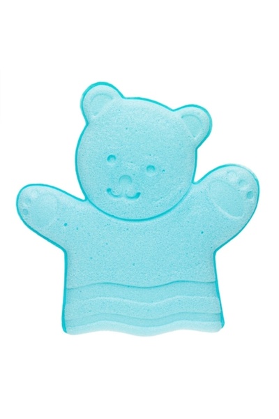 OEM Baby sponge, teddy bear design, blue, 18x18 cm