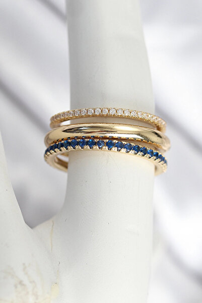 Clariss Harmonyaura Brass Gold Color Zircon Stone 3-Piece Women's Ring