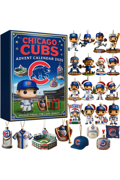 NO BRAND زينة شجرة عيد الميلاد المصنوعة من الأكريليك - صندوق أعمى لفريق البيسبول شيكاغو كابس - 26*18*3 سم