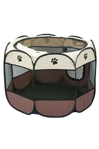 OEM Tarc pliabil pentru caini sau pisici, maro/bej, interior/exterior, 114x114x58 cm