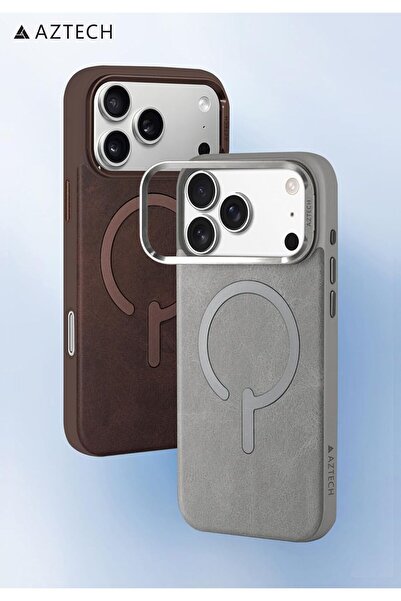 Aztech Premium Leather Case For iPhone (Desert Titanium, iPhone 17 Pro)
