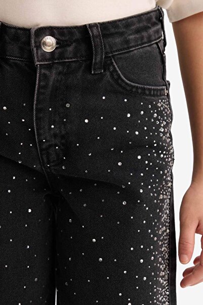 DeFacto Girl's New Year's Themed Straight-Leg Stoned Jean Pants G6494A825Wn