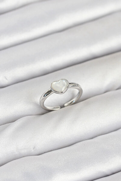 HarmonyAura Brass Silver Color Heart Women Ring