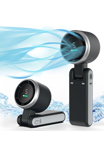 Generic 3 in 1 Handheld Turbo Fan High Speed 5 Gear Foldable Portable USB Rechargeable Pocket Fan 12H