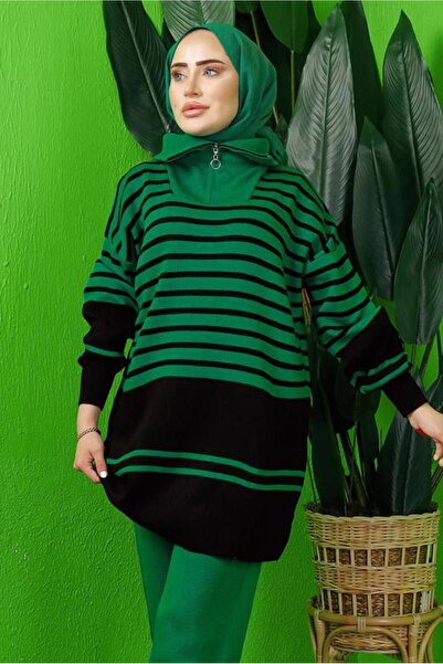 TRENDTESETTÜR Women's Green Knit Tunic t 3208-1