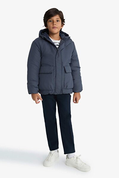 DeFacto Boy's Water Repellent K Hooded Zippered Puffer Jacket E7386A825Wn