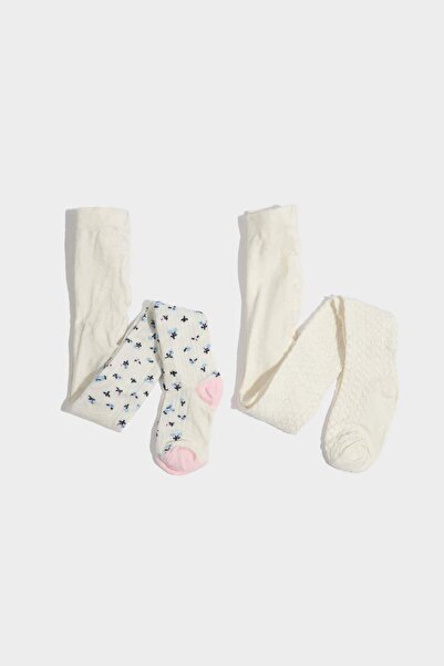 DeFacto Baby Girl Anti-Slip Sole 2-Piece Cotton Pantyhose F6735A5Ns