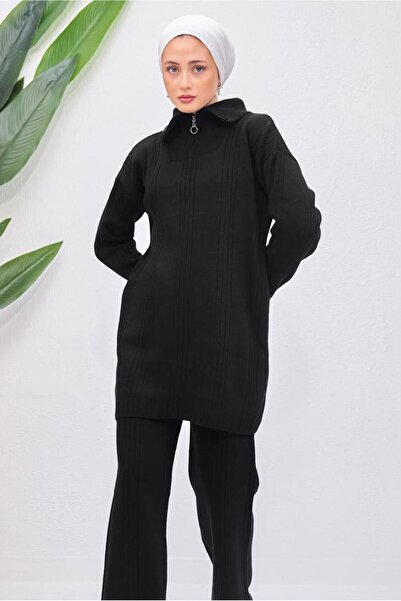 TRENDTESETTÜR Women's Black Knit Tunic t 7708-1