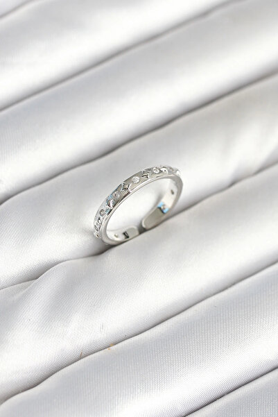 HarmonyAura Brass Silver Color Zircon Stone Women's Ring