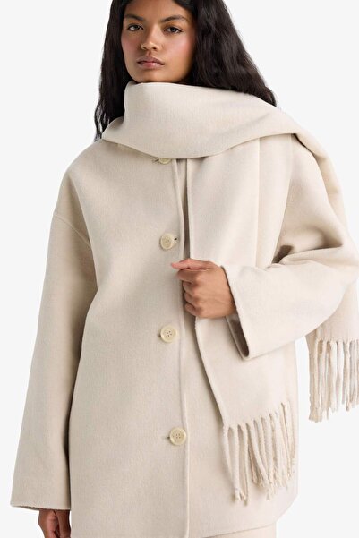 DeFacto Relax Fit Buttoned Cashmere Coat F5573Ax25Wn