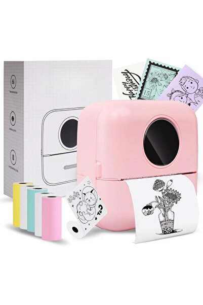 Generic طابعة جيب صغيرة بدون حبر تعمل بتقنية البلوتوث، ملصقات حرارية، صانعة ملصقات صور، 1200 مللي أمبير/ساعة، لأجهزة Android وiOS