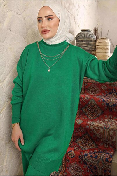 TRENDTESETTÜR Women's Green Knit Tunic t 8058-1